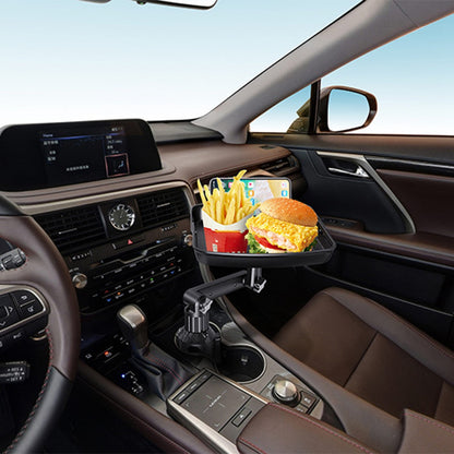 Car Meal Table Beverage Food Tray Mobile Phone Holder Rotatable Telescopic Car Cup Holder Mount Tray