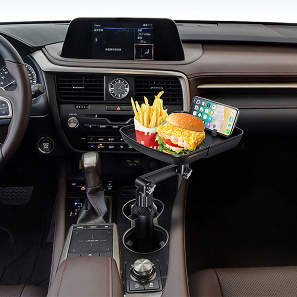 Car Meal Table Beverage Food Tray Mobile Phone Holder Rotatable Telescopic Car Cup Holder Mount Tray