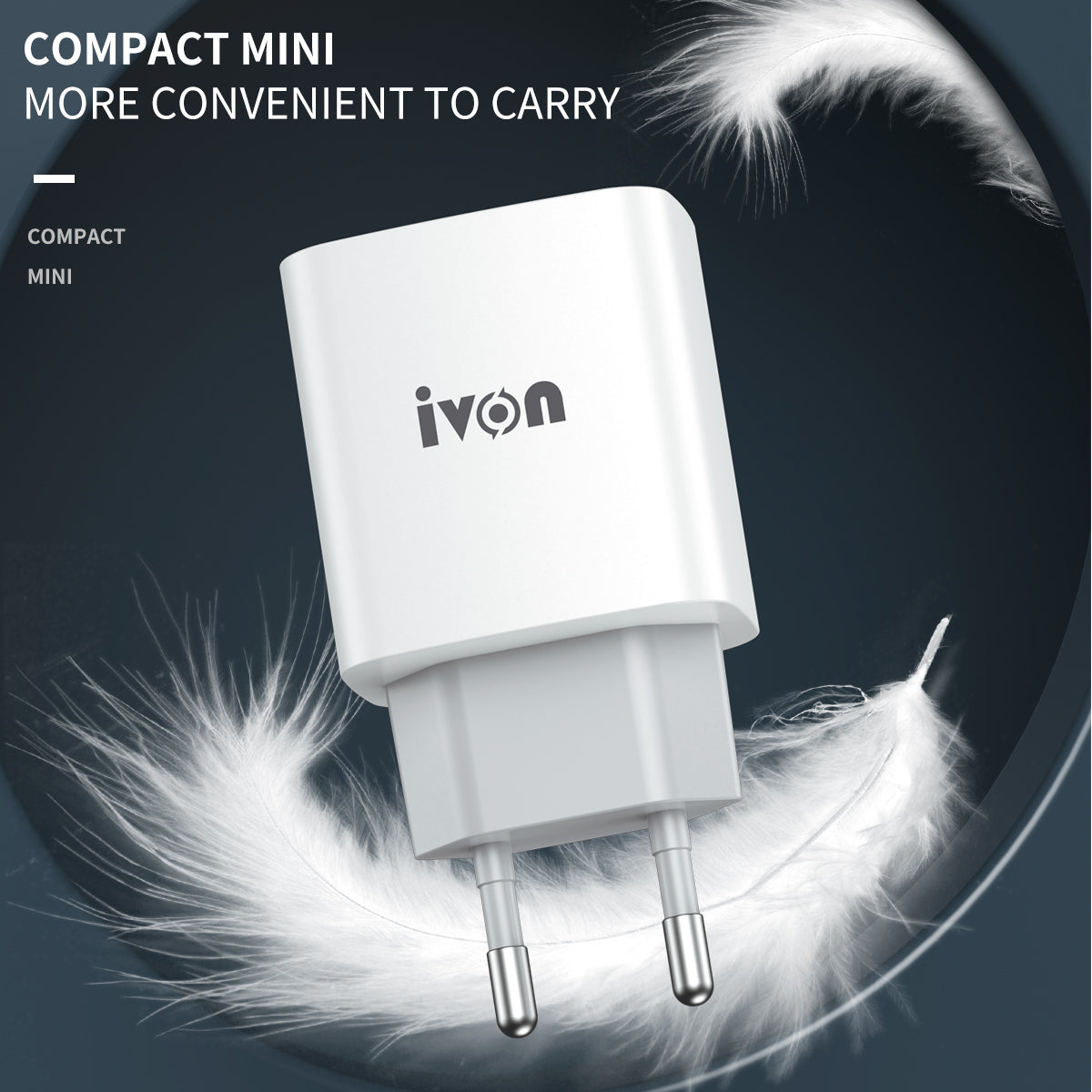 IVON AD52 Portable 18W PD Charger Type-C + USB Dual Ports Power Adapter