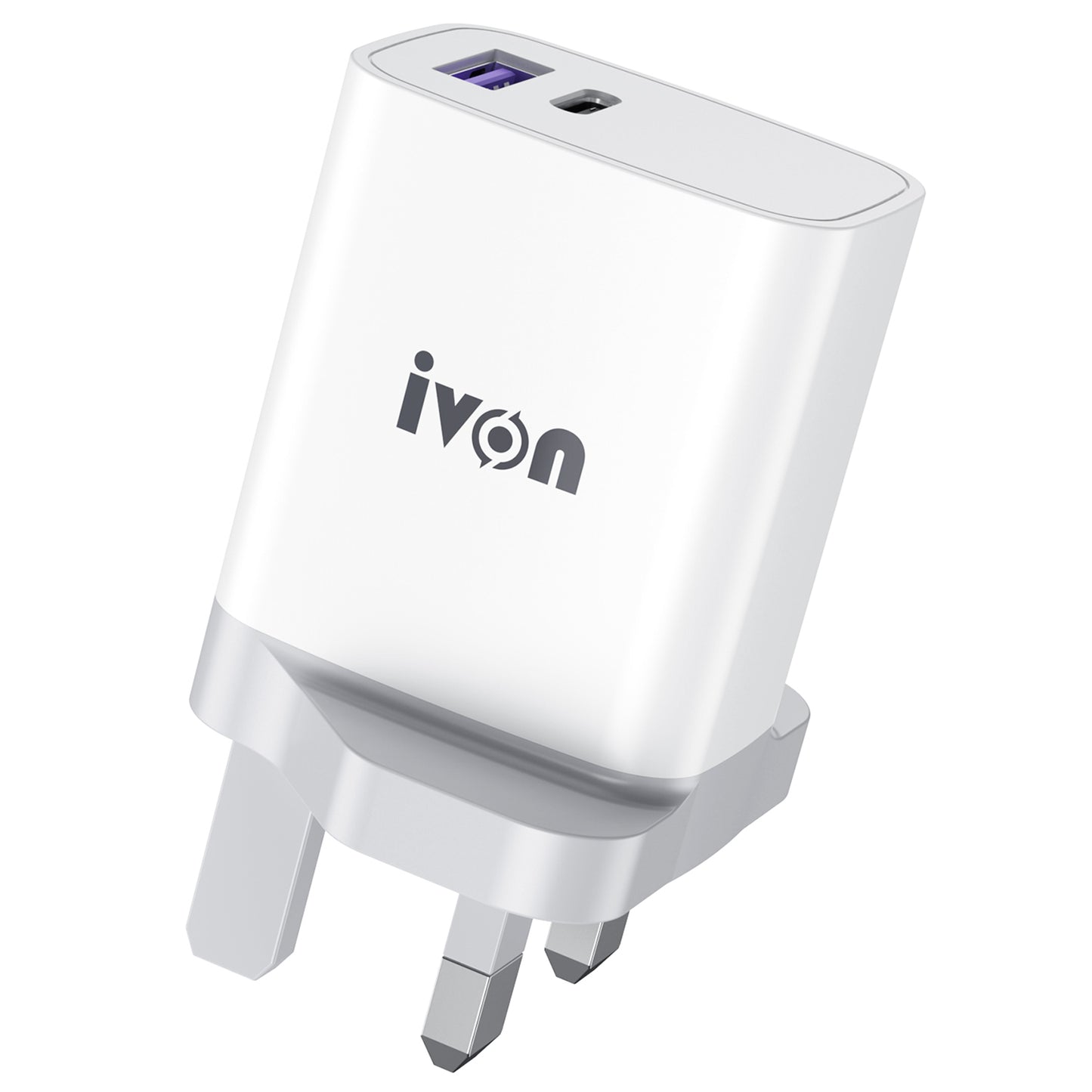 IVON AD52 Portable 18W PD Charger Type-C + USB Dual Ports Power Adapter