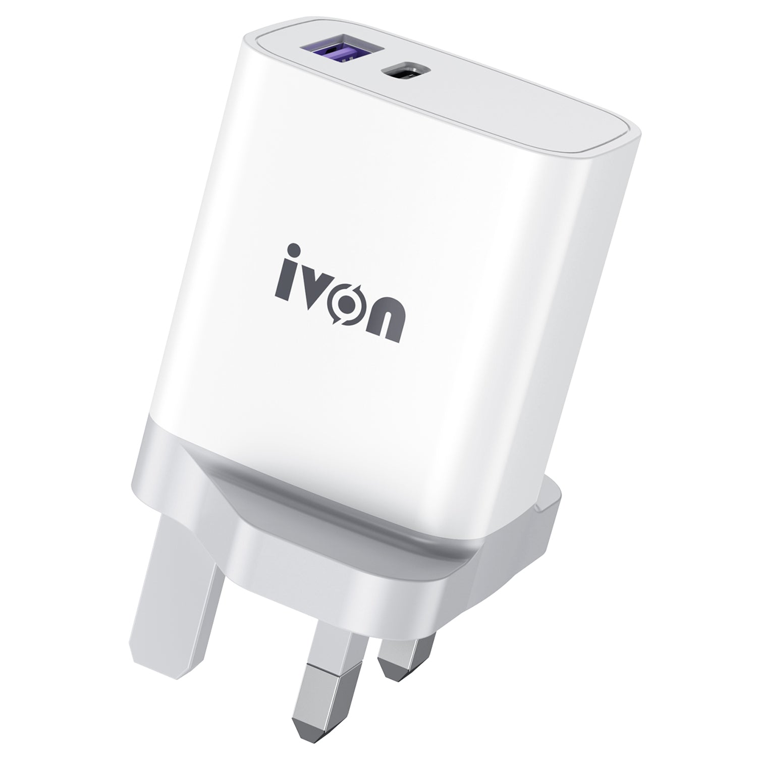 IVON AD52 Portable 18W PD Charger Type-C + USB Dual Ports Power Adapter