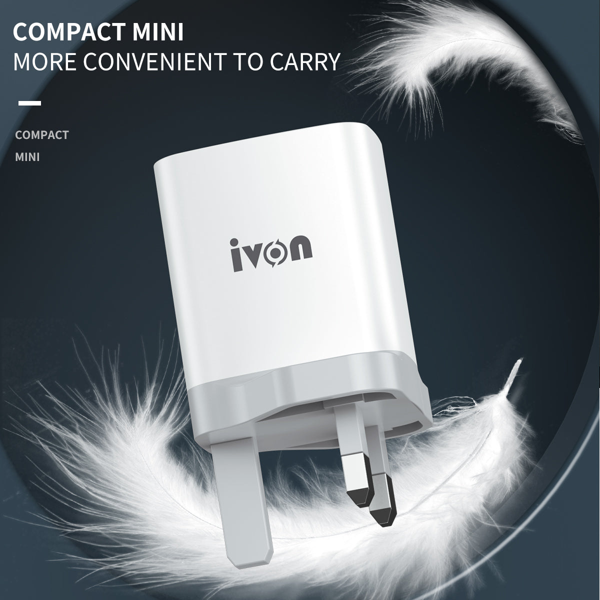 IVON AD52 Portable 18W PD Charger Type-C + USB Dual Ports Power Adapter