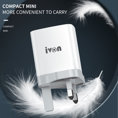 IVON AD52 Portable 18W PD Charger Type-C + USB Dual Ports Power Adapter