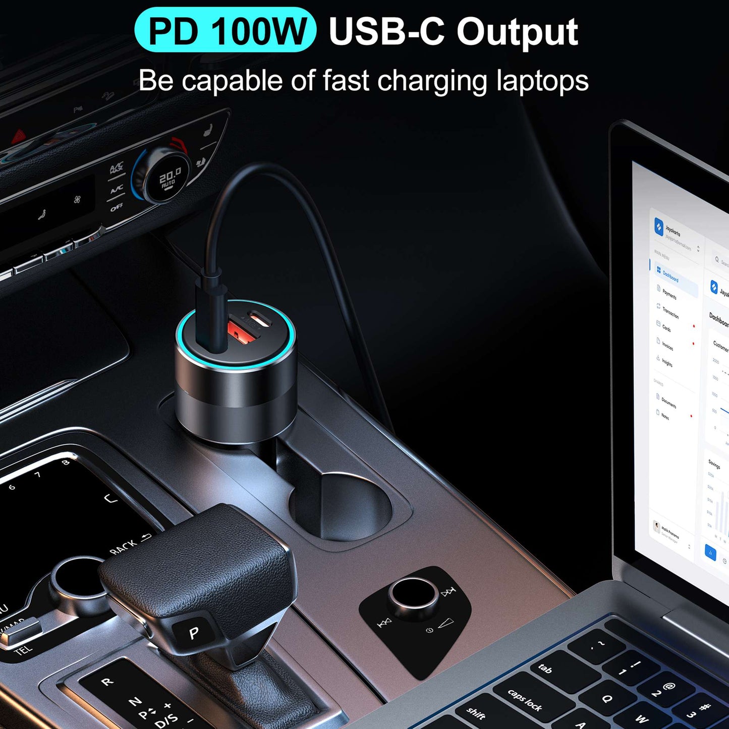 CHOETECH TC0011 130W Dual Type C Port+Single USB Port Car Charger QC3.0 PD3.0 Fast Phone Charger Quick Charging Universal Charger Station for Vehicles