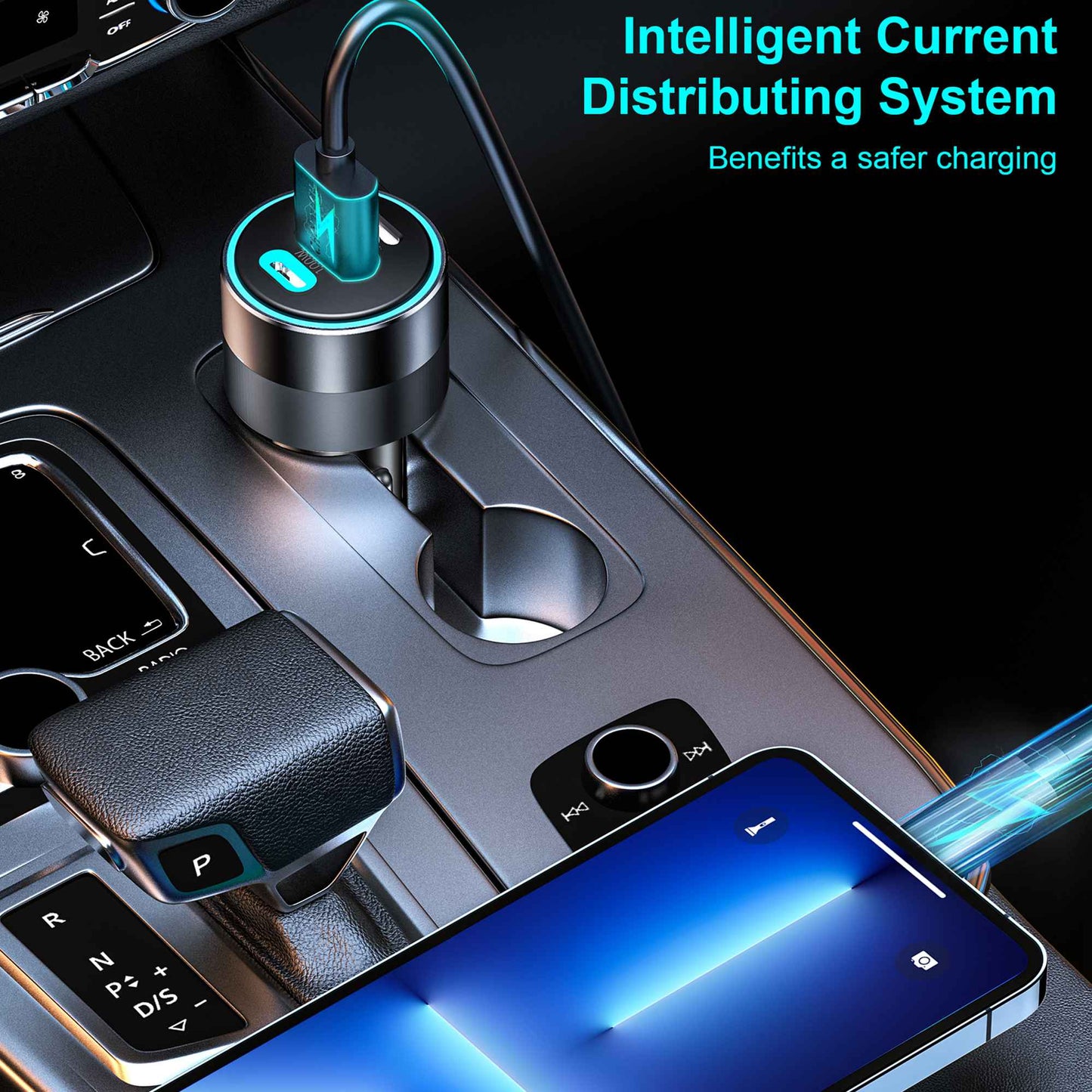CHOETECH TC0011 130W Dual Type C Port+Single USB Port Car Charger QC3.0 PD3.0 Fast Phone Charger Quick Charging Universal Charger Station for Vehicles