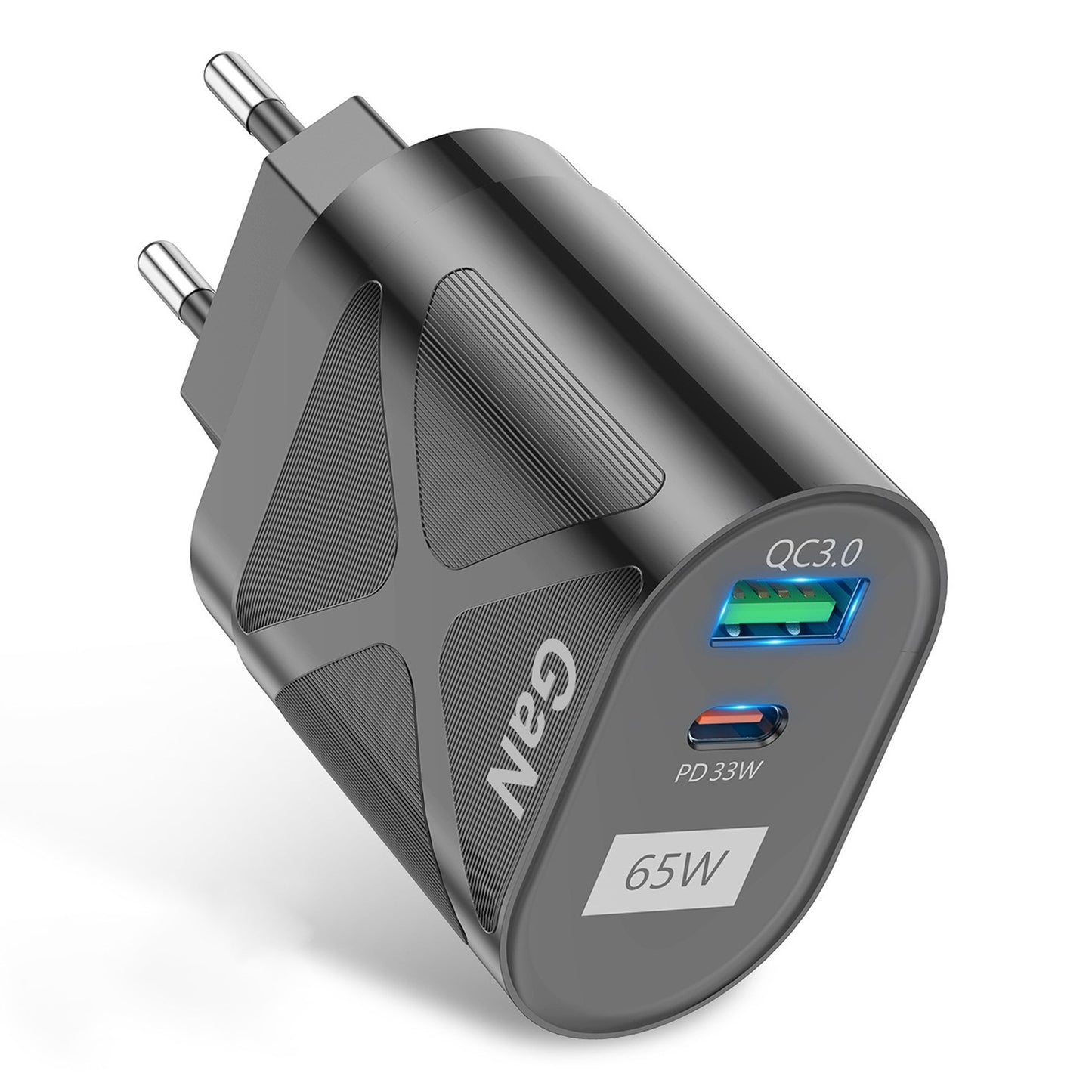 UD7568 65W High Power PD QC3.0 Fast Charging GaN Charger Type-C + USB Power Adapter