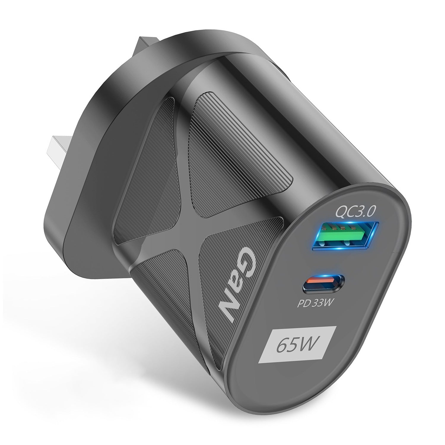 UD7568 65W High Power PD QC3.0 Fast Charging GaN Charger Type-C + USB Power Adapter