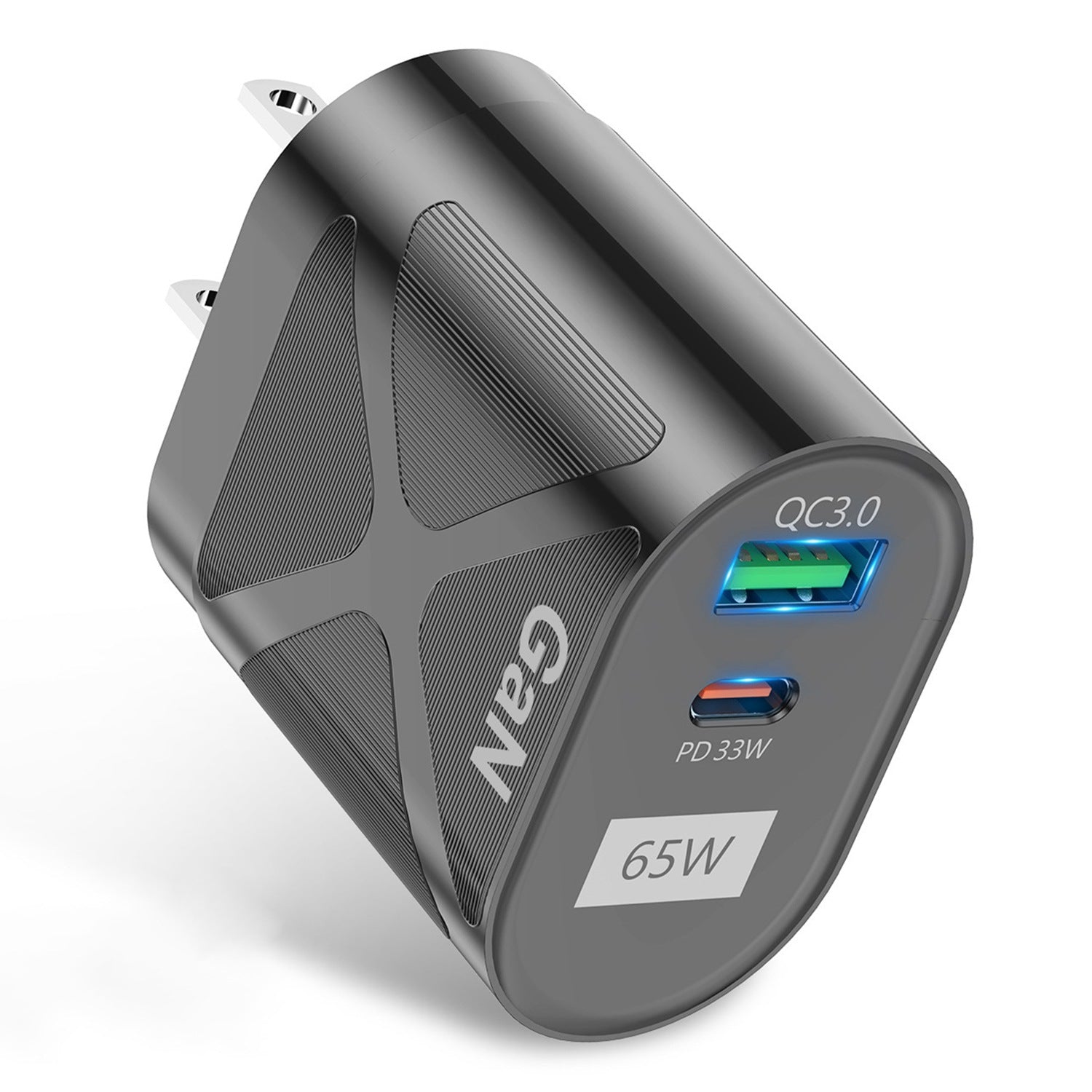 UD7568 65W High Power PD QC3.0 Fast Charging GaN Charger Type-C + USB Power Adapter