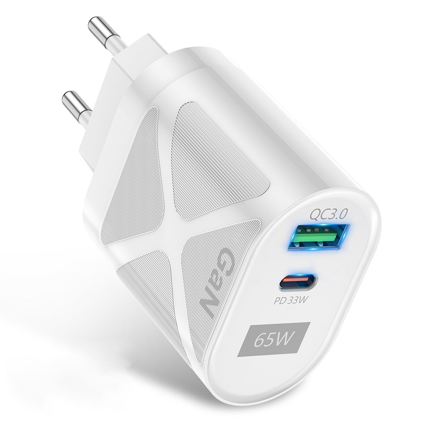 UD7568 65W High Power PD QC3.0 Fast Charging GaN Charger Type-C + USB Power Adapter