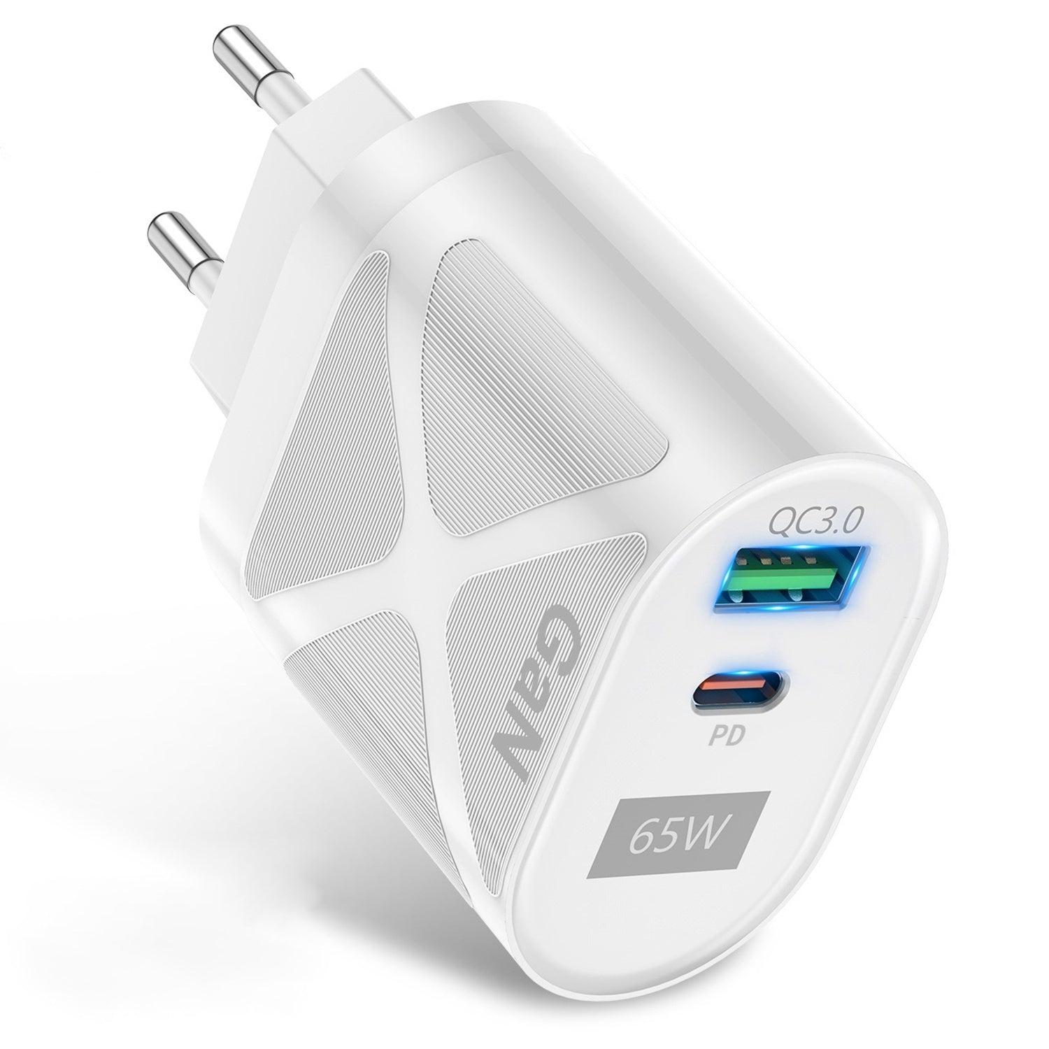 UD7568 65W High Power PD QC3.0 Fast Charging GaN Charger Type-C + USB Power Adapter