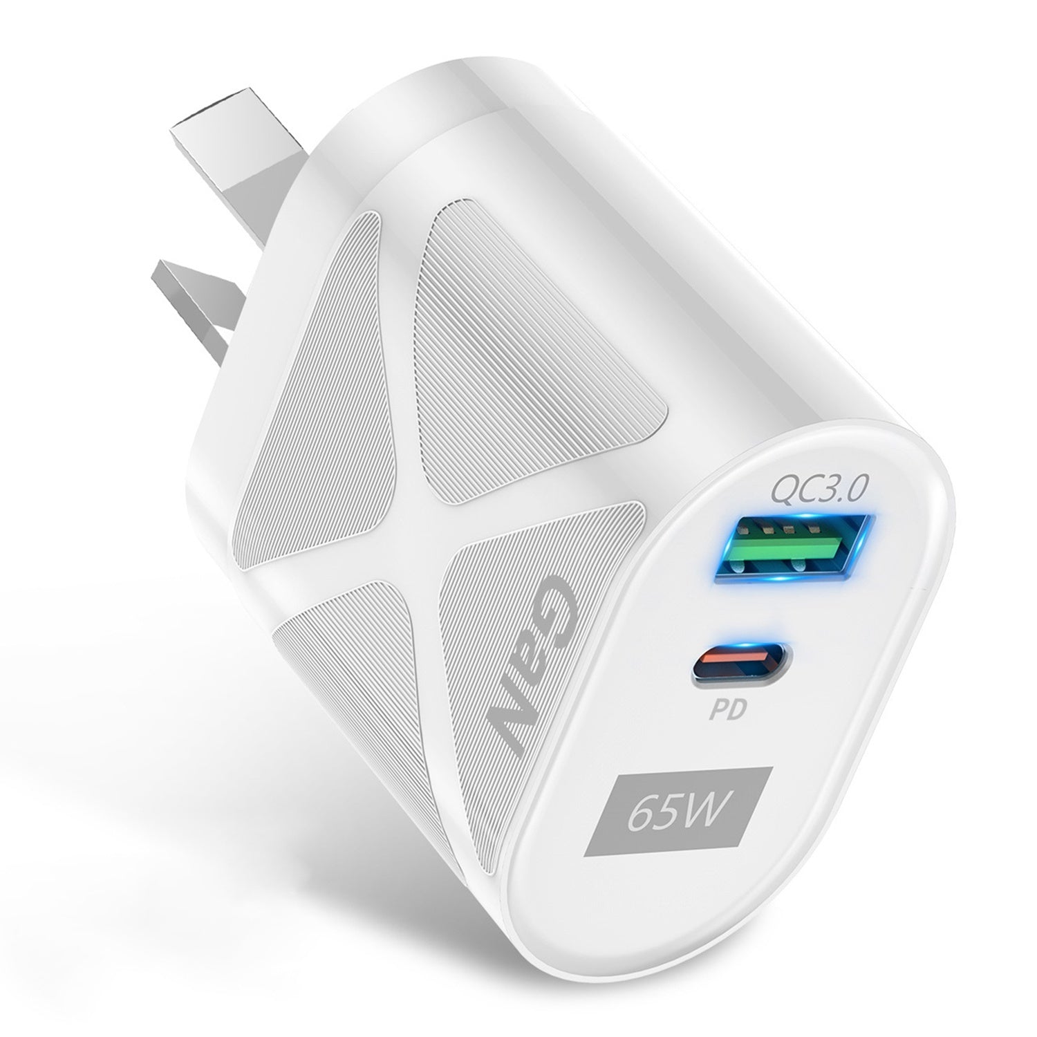 UD7568 65W High Power PD QC3.0 Fast Charging GaN Charger Type-C + USB Power Adapter