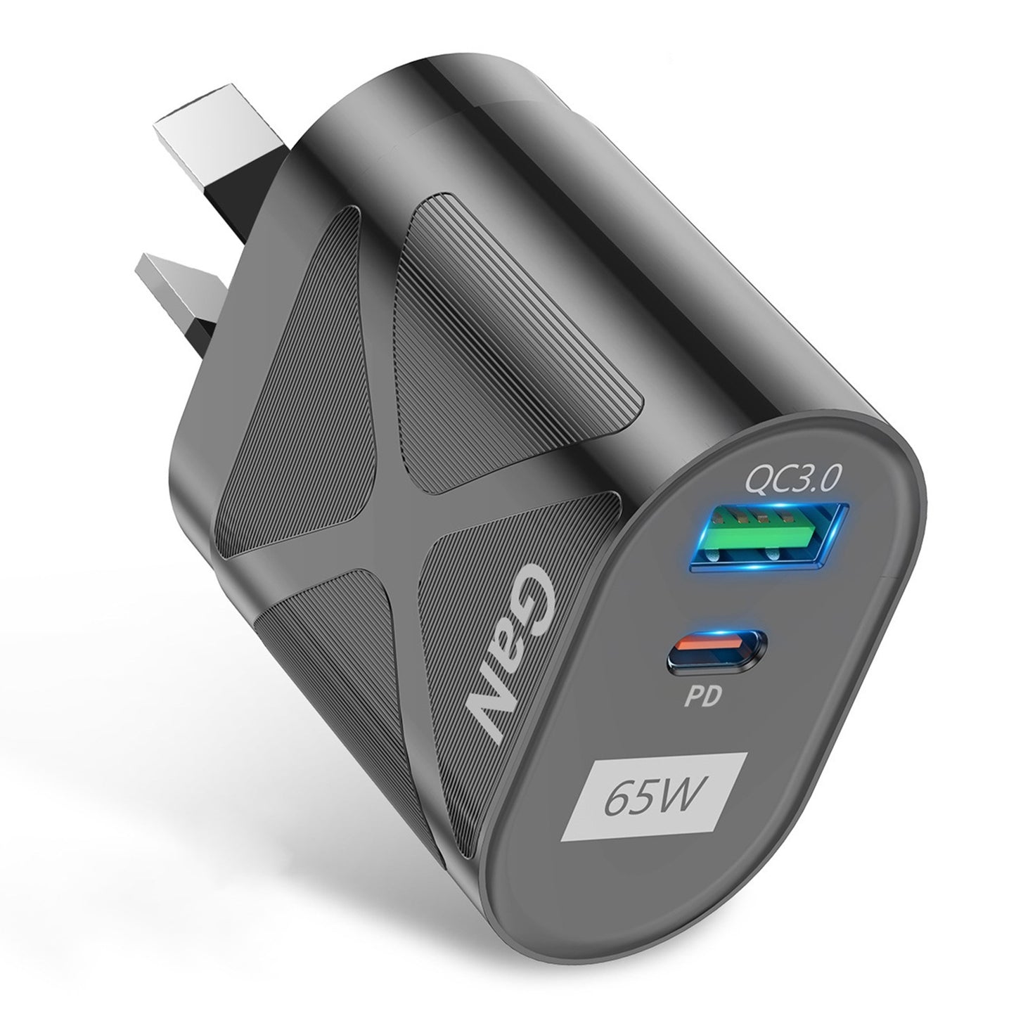 UD7568 65W High Power PD QC3.0 Fast Charging GaN Charger Type-C + USB Power Adapter