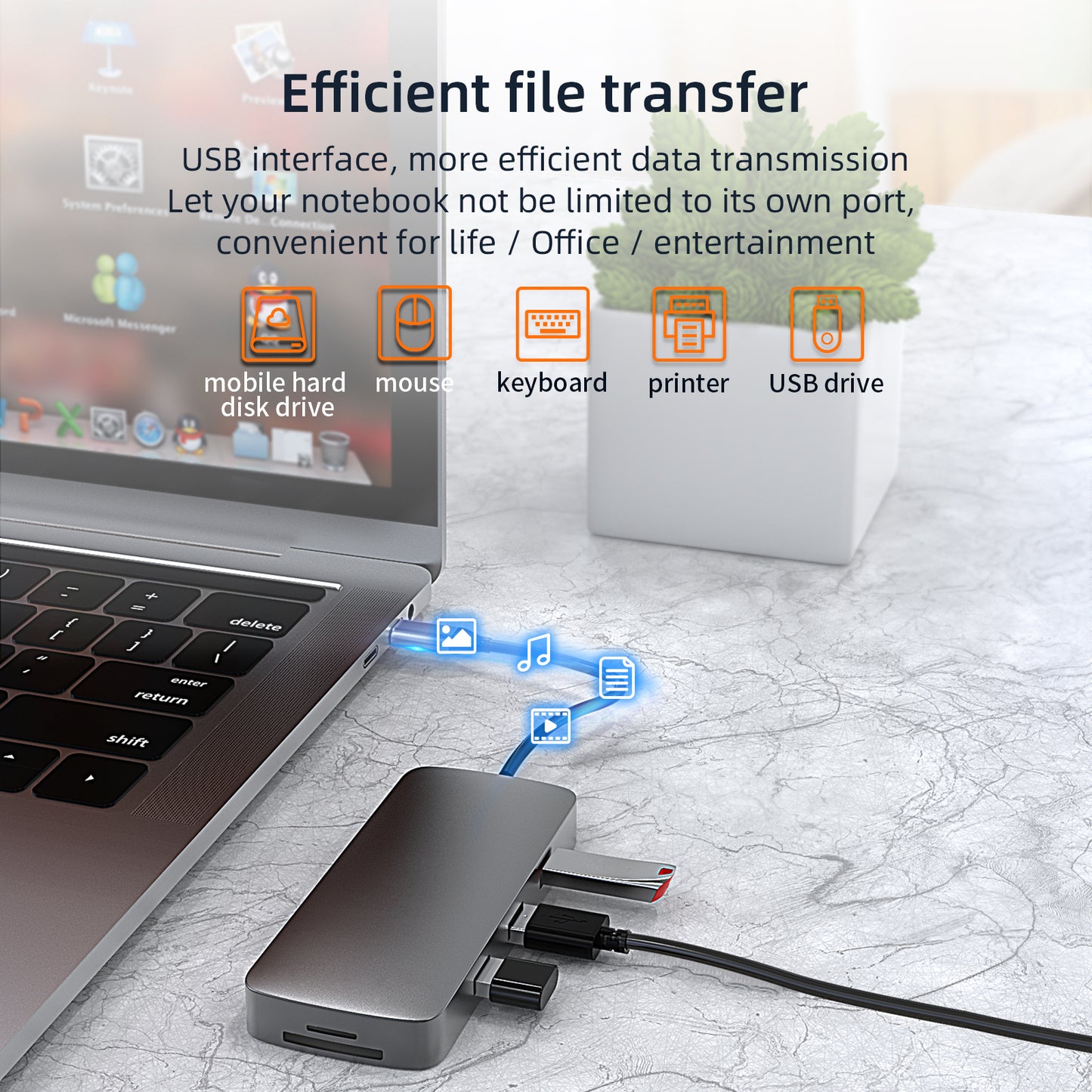 BL10V USB C Hub to HD 4K Video Output+USB 3.0+2xUSB 2.0+2 Memory Card Slots+RJ45+VGA+3.5mm Audio Port+PD Charging Port for Laptop Computer and Type-C Devices