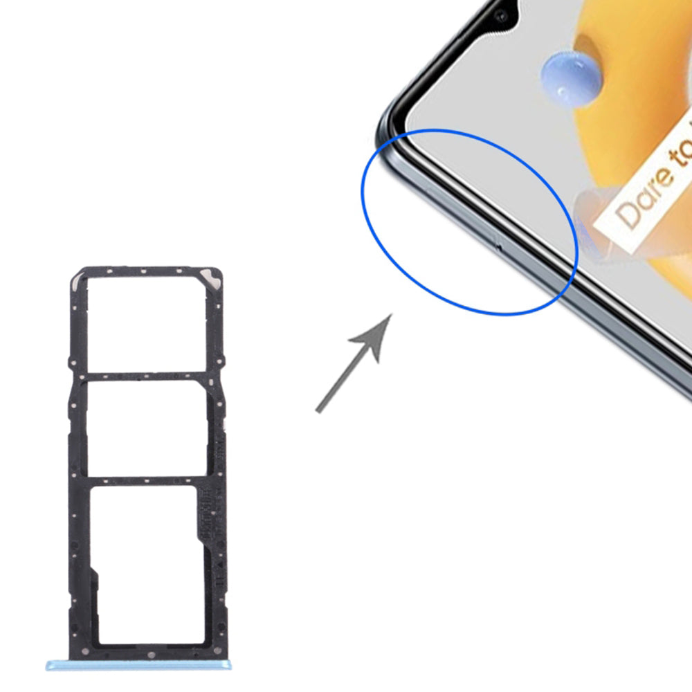 For Realme C20 RMX3063 / C20A RMX3061 Dual SIM Cards + Single TF Card Tray Holder Replacement (without Logo)