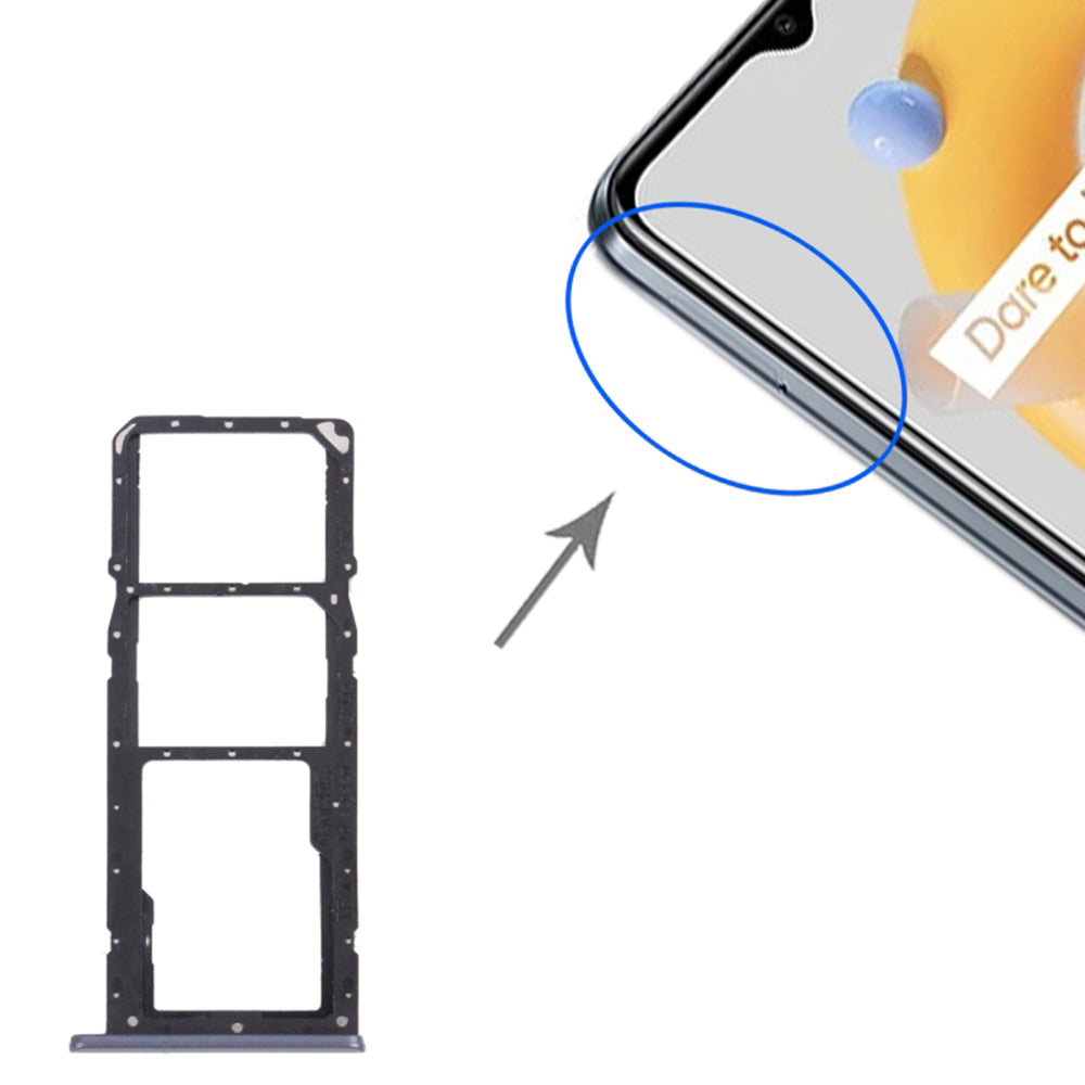 For Realme C20 RMX3063 / C20A RMX3061 Dual SIM Cards + Single TF Card Tray Holder Replacement (without Logo)