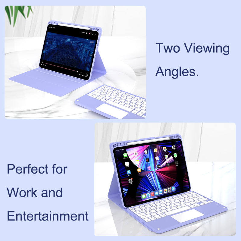 For iPad Air (2020)/Air (2022) 10.9 inch 2 in 1 Tablet Case Detachable Bluetooth Keyboard Leather Stand Case with Pencil Slot (Touch Control Version)
