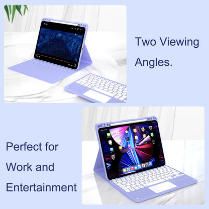 For iPad Air (2020)/Air (2022) 10.9 inch 2 in 1 Tablet Case Detachable Bluetooth Keyboard Leather Stand Case with Pencil Slot (Touch Control Version)
