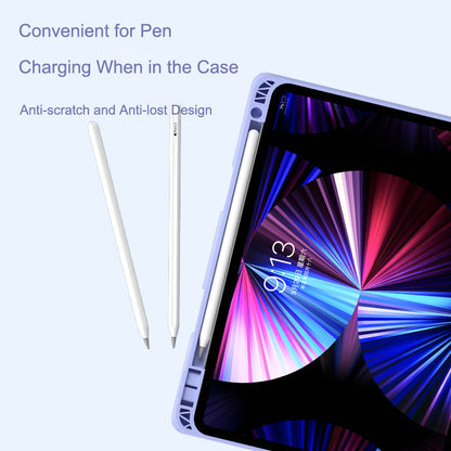 For iPad Pro 11 inch (2021/2020/2018) Skin-feel Leather Tablet Case Detachable Wireless Touch Control Bluetooth Keyboard Protective Cover with Pencil Holder