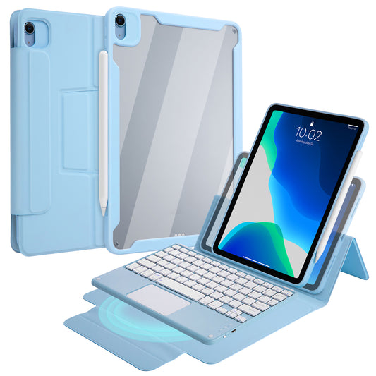 For iPad Air (2020)/Air (2022) Magnetic Wireless Touch Bluetooth Keyboard TPU Tablet Case with Pencil Slot