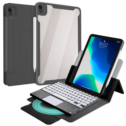 For iPad Air (2020)/Air (2022) Magnetic Wireless Touch Bluetooth Keyboard TPU Tablet Case with Pencil Slot