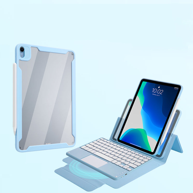 For iPad Air (2020)/Air (2022) Magnetic Wireless Touch Bluetooth Keyboard TPU Tablet Case with Pencil Slot
