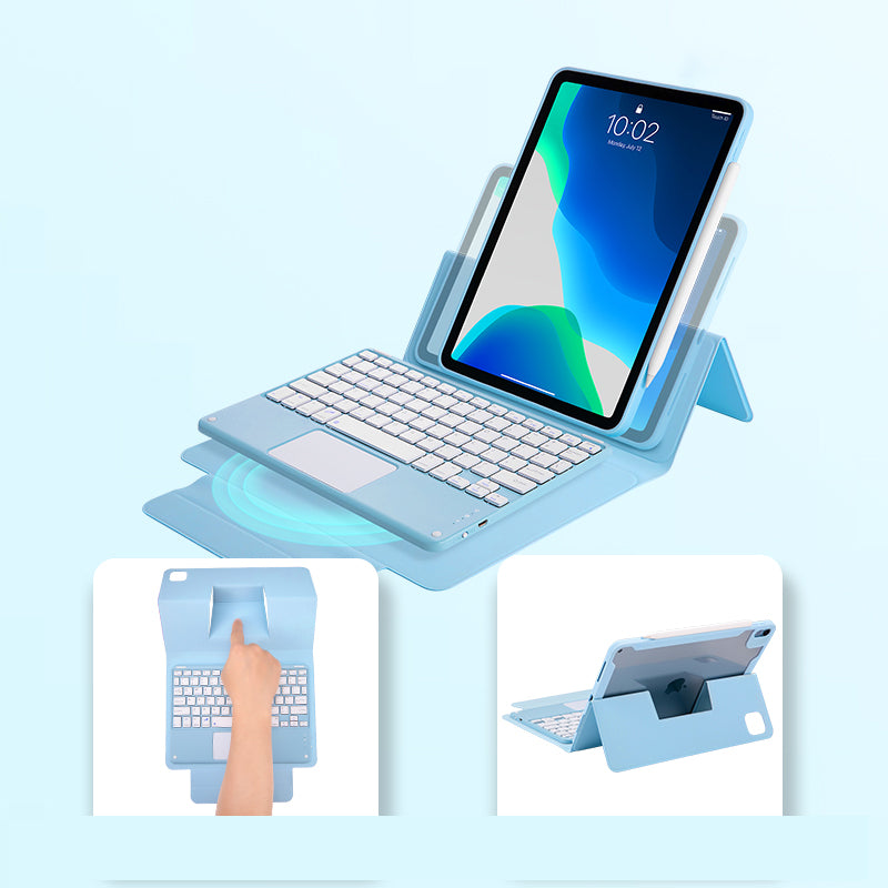For iPad Air (2020)/Air (2022) Magnetic Wireless Touch Bluetooth Keyboard TPU Tablet Case with Pencil Slot
