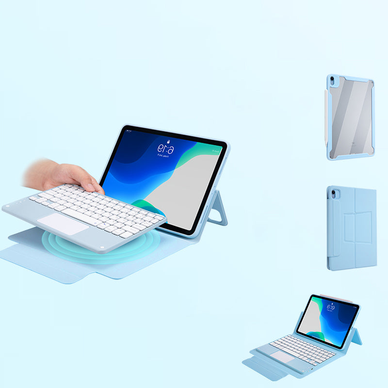 For iPad Air (2020)/Air (2022) Magnetic Wireless Touch Bluetooth Keyboard TPU Tablet Case with Pencil Slot