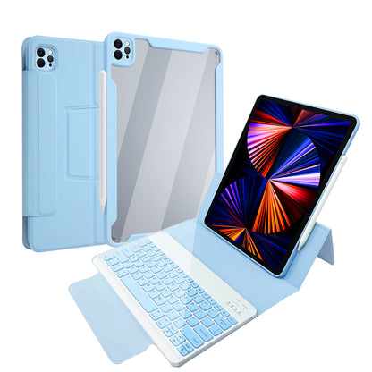 Separable Leather Case Touchpad Bluetooth Keyboard with Colorful Backlit for iPad Pro 12.9-inch (2018) (2020) (2021)