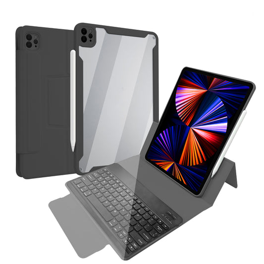 Separable Leather Case Touchpad Bluetooth Keyboard with Colorful Backlit for iPad Pro 12.9-inch (2018) (2020) (2021)