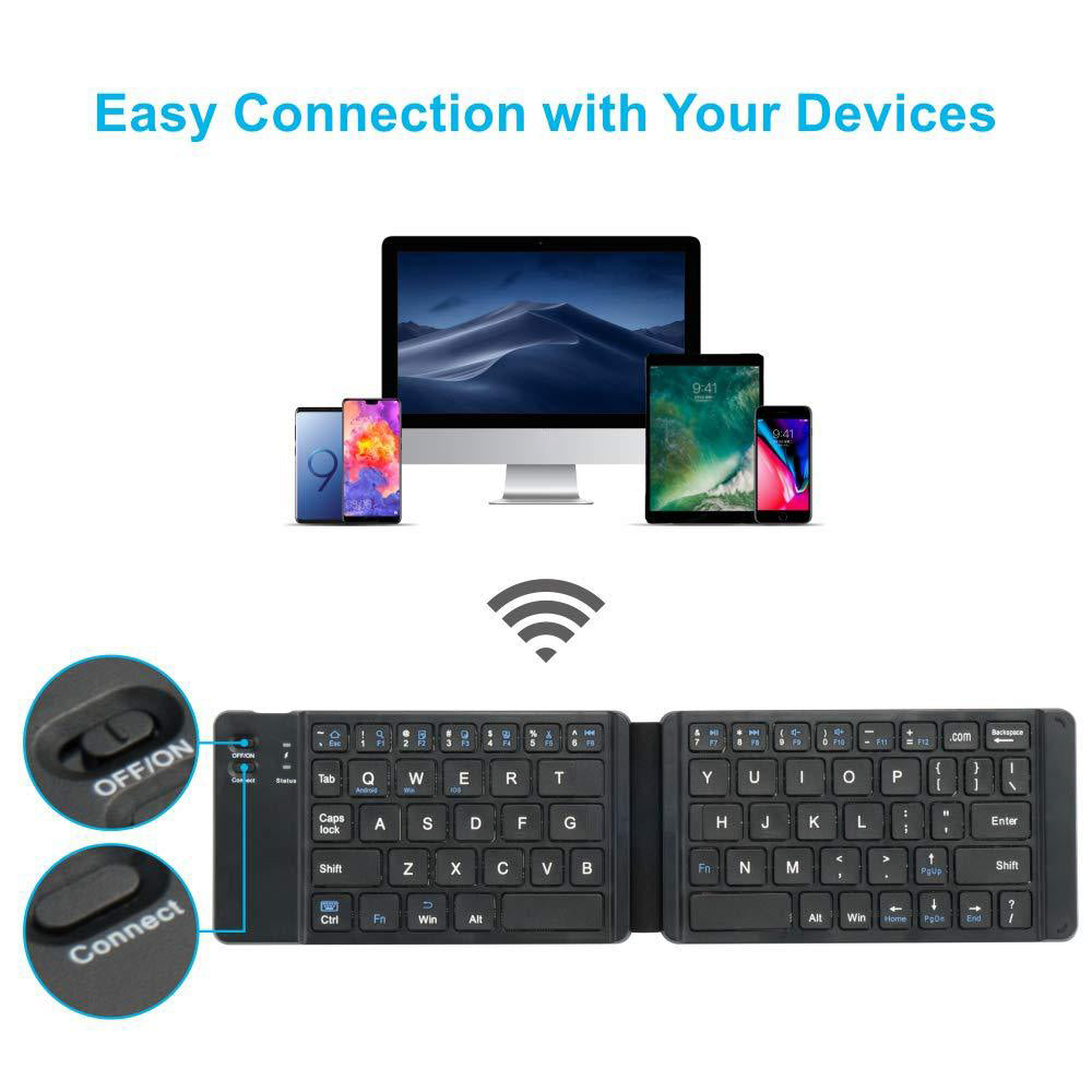 F68 Folding Bluetooth Keyboard 65 Keys Wireless Keypad for Computer/Tablet/Smartphones