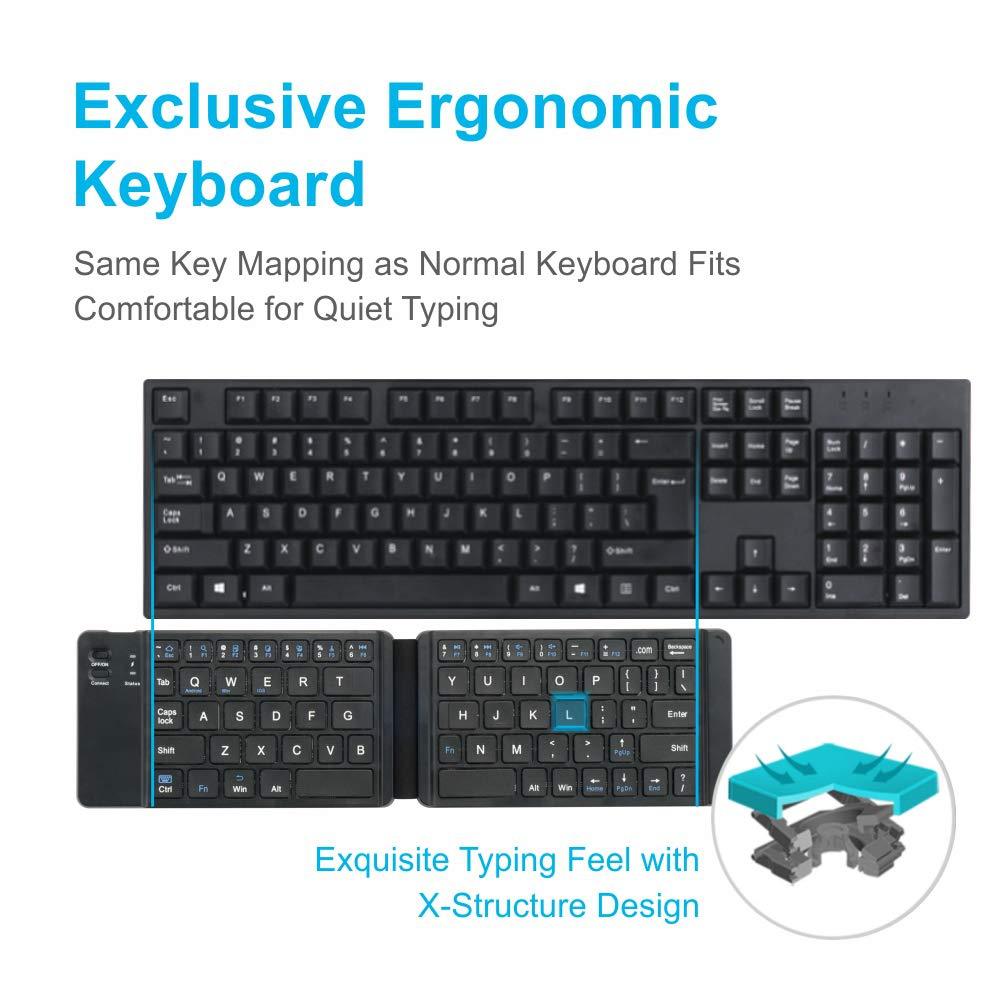 F68 Folding Bluetooth Keyboard 65 Keys Wireless Keypad for Computer/Tablet/Smartphones