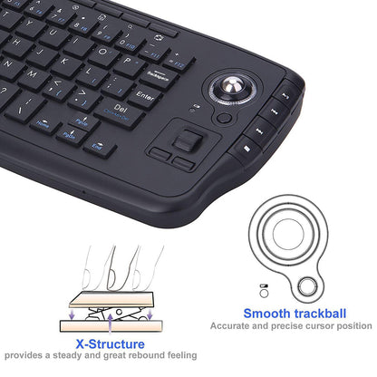 2.4G Wireless Keyboard Multimedia 1200DPI Trackball Air Mouse for Laptop PC