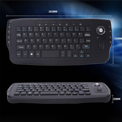 2.4G Wireless Keyboard Multimedia 1200DPI Trackball Air Mouse for Laptop PC