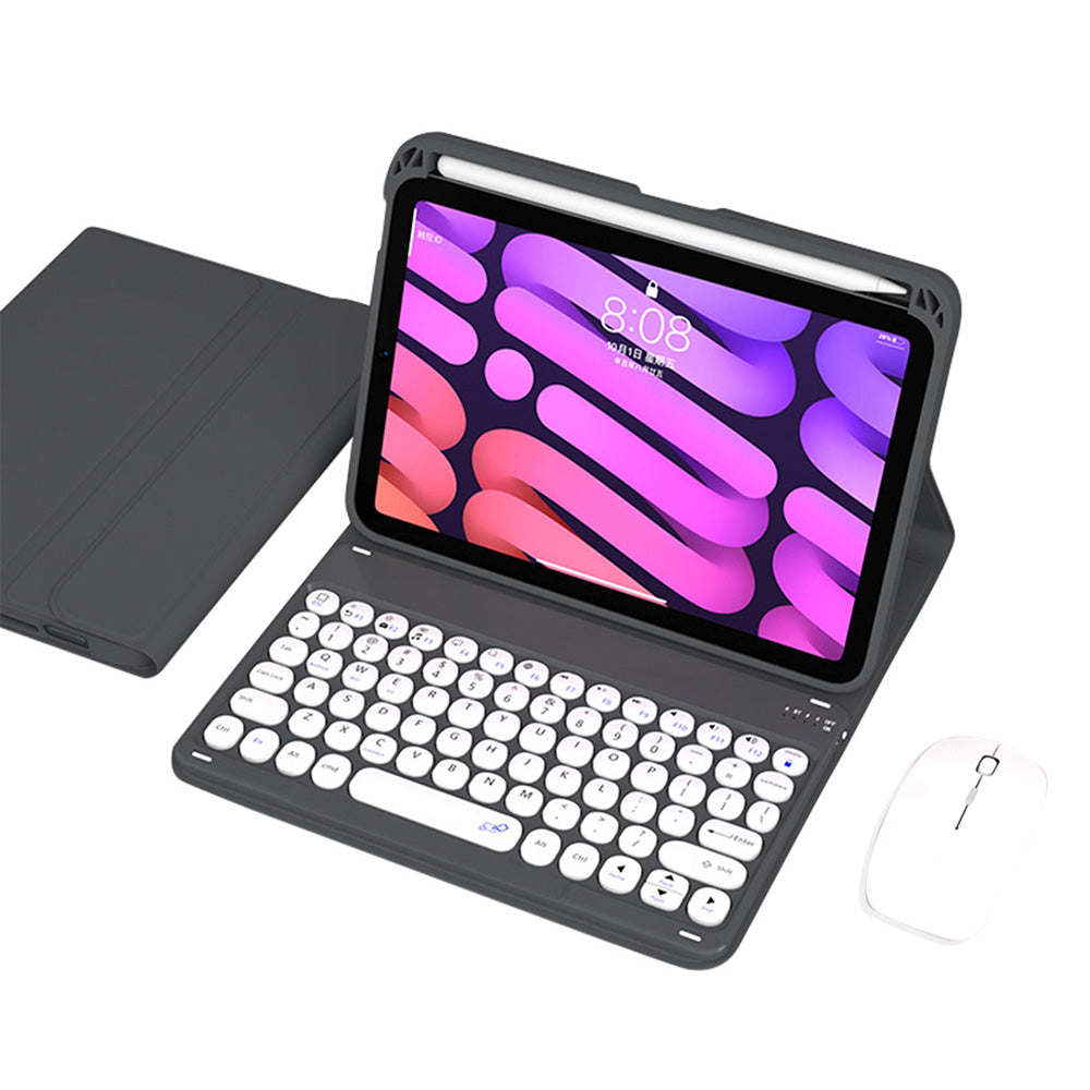 TPU Tablet Stand Case Dust-proof Magnetic Protective Cover with Detachable Bluetooth Keyboard Mouse Pencil Holder for iPad mini (2021)