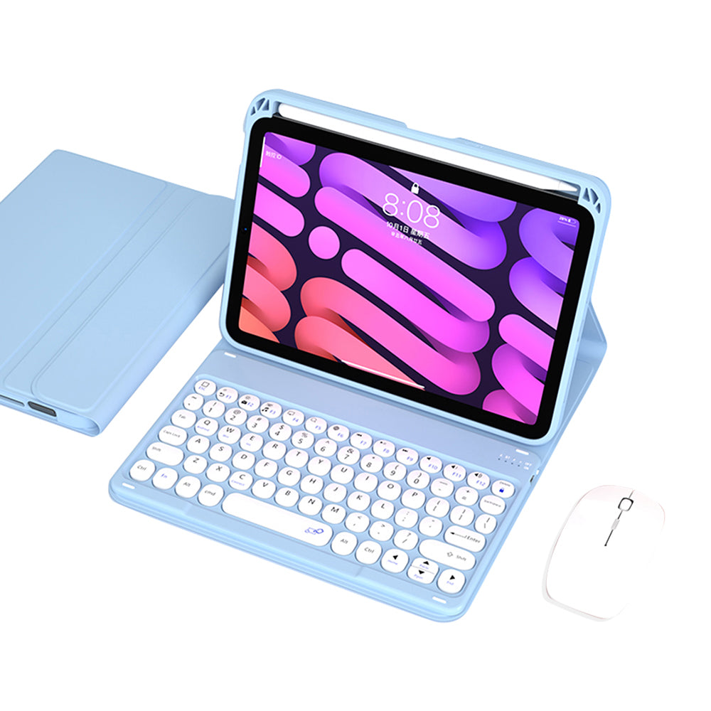 TPU Tablet Stand Case Dust-proof Magnetic Protective Cover with Detachable Bluetooth Keyboard Mouse Pencil Holder for iPad mini (2021)