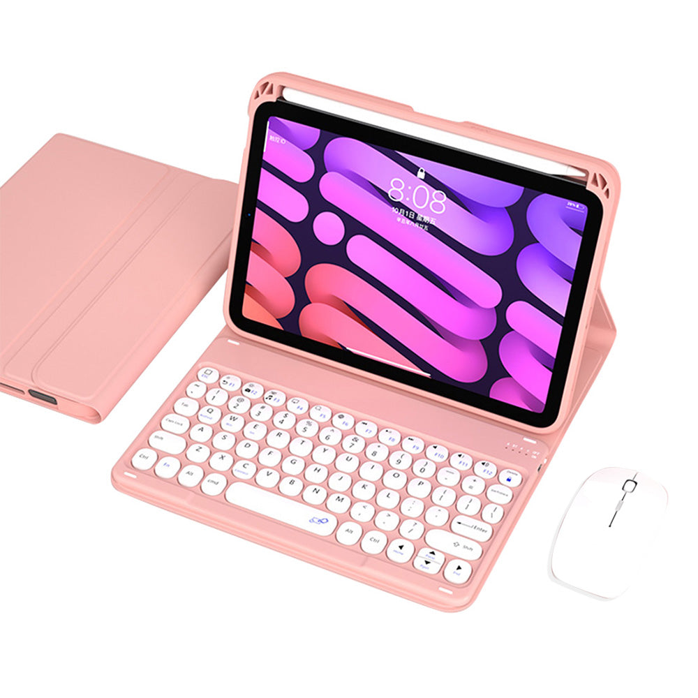 TPU Tablet Stand Case Dust-proof Magnetic Protective Cover with Detachable Bluetooth Keyboard Mouse Pencil Holder for iPad mini (2021)