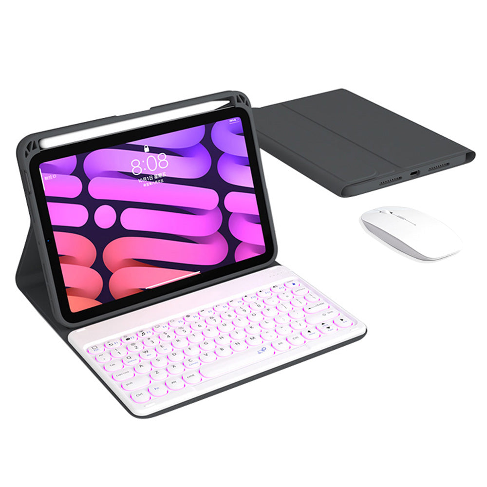 Detachable Magnetic Bluetooth Keyboard Protective Cover TUP Tablet Stand Case with Mouse Pencil Holder Backlit for iPad mini (2021)