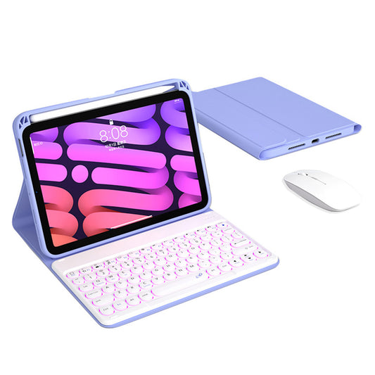 Detachable Magnetic Bluetooth Keyboard Protective Cover TUP Tablet Stand Case with Mouse Pencil Holder Backlit for iPad mini (2021)