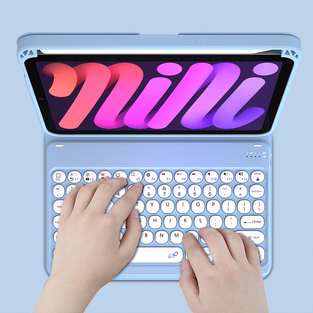 Detachable Magnetic Bluetooth Keyboard Protective Cover TUP Tablet Stand Case with Mouse Pencil Holder Backlit for iPad mini (2021)