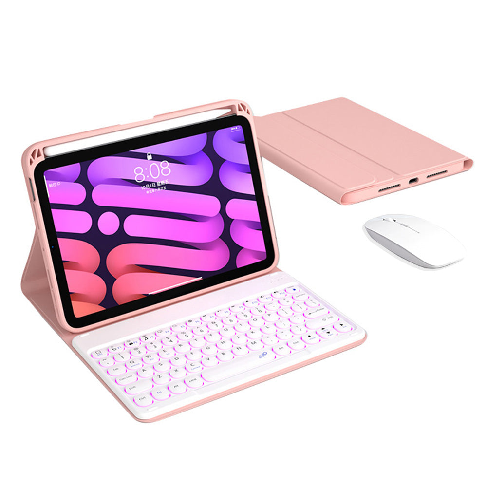 Detachable Magnetic Bluetooth Keyboard Protective Cover TUP Tablet Stand Case with Mouse Pencil Holder Backlit for iPad mini (2021)