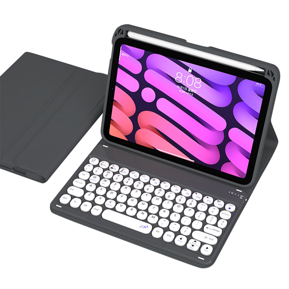 Shock Resistant TPU Tablet Stand Case Dust-proof Protective Cover with Magnetic Detachable Bluetooth Keyboard for iPad mini (2021)