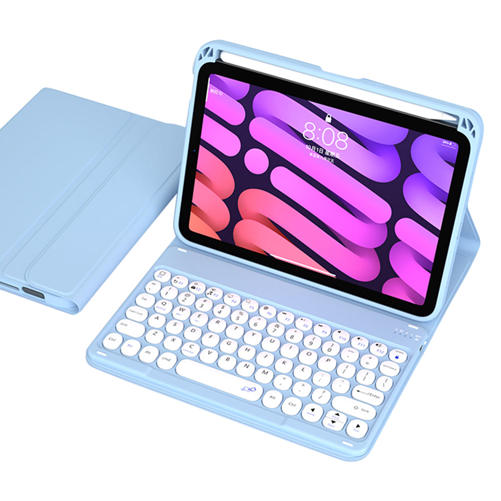 Shock Resistant TPU Tablet Stand Case Dust-proof Protective Cover with Magnetic Detachable Bluetooth Keyboard for iPad mini (2021)
