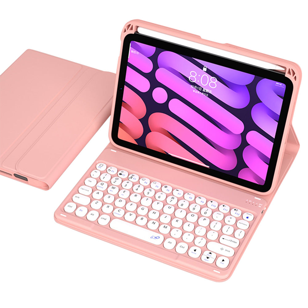 Shock Resistant TPU Tablet Stand Case Dust-proof Protective Cover with Magnetic Detachable Bluetooth Keyboard for iPad mini (2021)