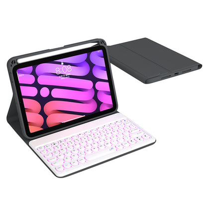 Dust-proof TPU Tablet Stand Case Shock Resistant Protective Cover with Magnetic Detachable Bluetooth Keyboard/Backlit for iPad mini (2021)