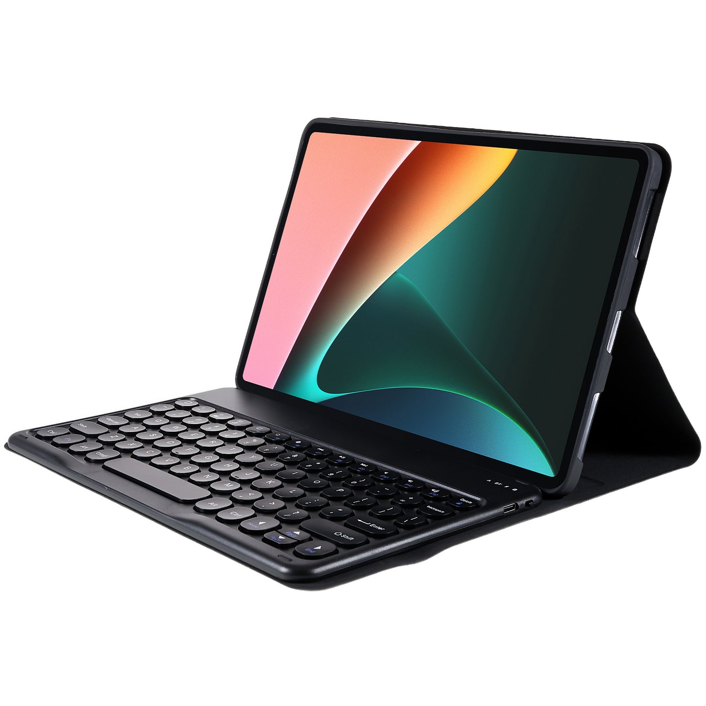 For Xiaomi Pad 5/5 Pro Round Cap Wireless Bluetooth Keyboard + Stand Design PU Leather Tablet Case