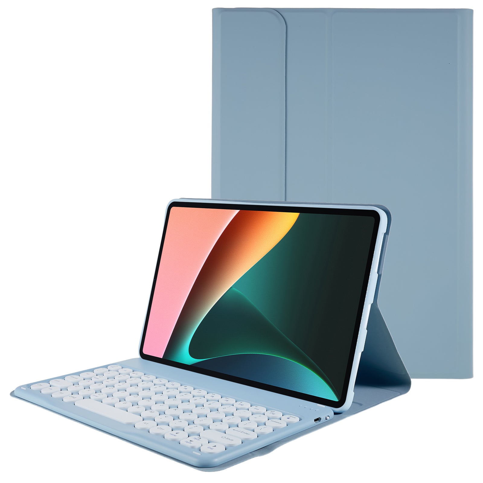 For Xiaomi Pad 5/5 Pro Round Cap Wireless Bluetooth Keyboard + Stand Design PU Leather Tablet Case