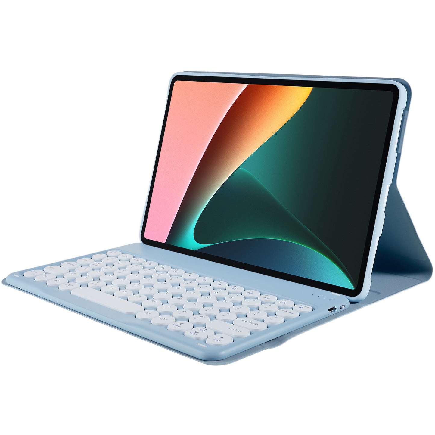 For Xiaomi Pad 5/5 Pro Round Cap Wireless Bluetooth Keyboard + Stand Design PU Leather Tablet Case