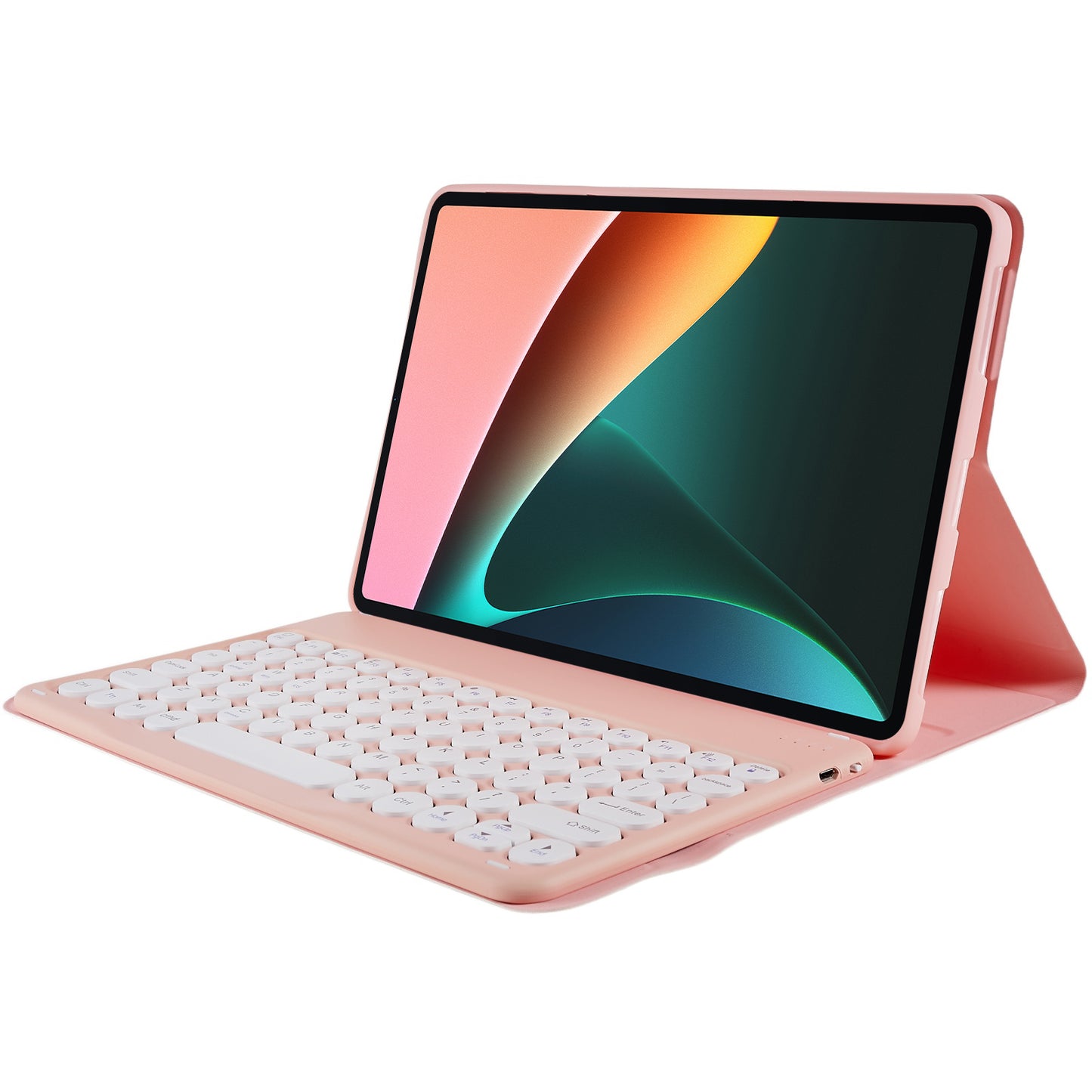 For Xiaomi Pad 5/5 Pro Round Cap Wireless Bluetooth Keyboard + Stand Design PU Leather Tablet Case