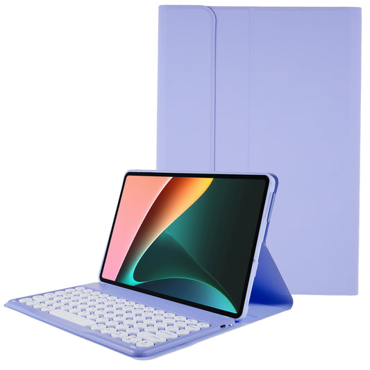 For Xiaomi Pad 5/5 Pro Round Cap Wireless Bluetooth Keyboard + Stand Design PU Leather Tablet Case