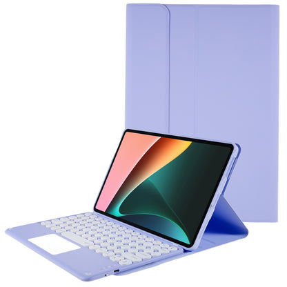For Xiaomi Pad 5/5 Pro PU Leather Stand Case Tablet Cover + Round Cap Wireless Bluetooth Keyboard with Touchpad
